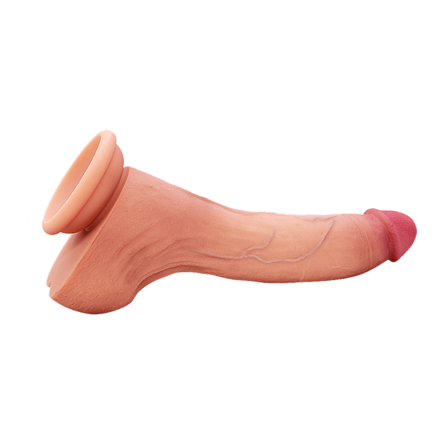 Ultra-Realistic Curved Silicone Dildo With Balls 21.5 cm