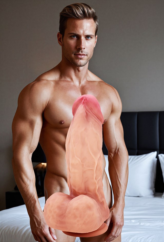 Ultra-Realistisk Grov Silikon Dildo med Pung 21.5 cm