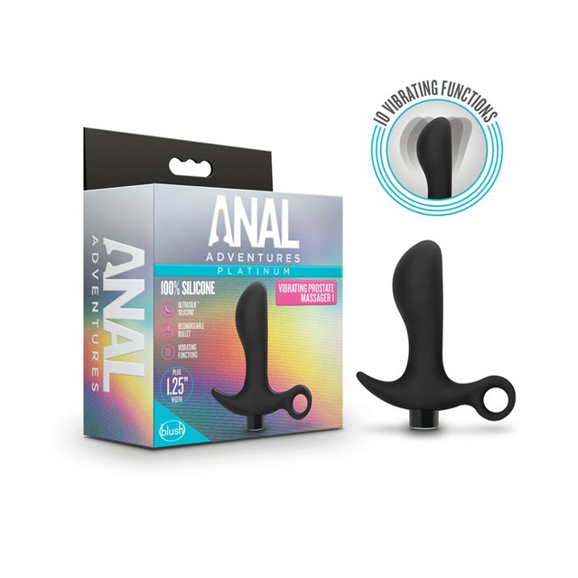 Anal Adventures Platinum - Silicone Vibrating Prostate Massager 01 - svart