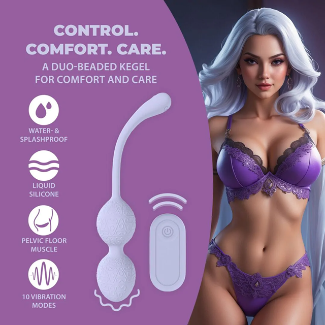 Vibrating Bead Kegel with Remote Control - Lavender