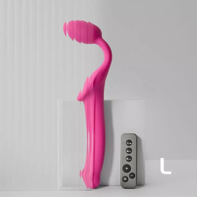 Vibrating Bendable Strap-On - Fuchsia Large
