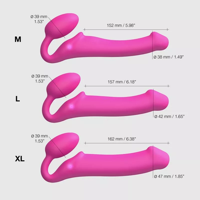 Vibrating Bendable Strap-On - Fuchsia Large