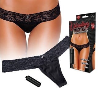 Vibrating Lace Thong - Svart