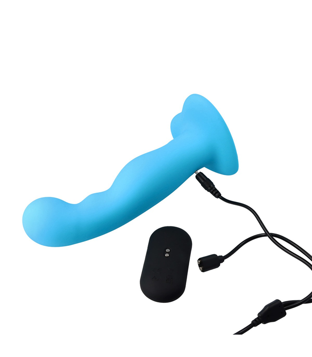 Vibrating Silicone Dildo With Remote Blue 18 cm