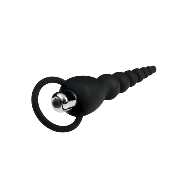 Silicone Vibrating Anal Beads Black
