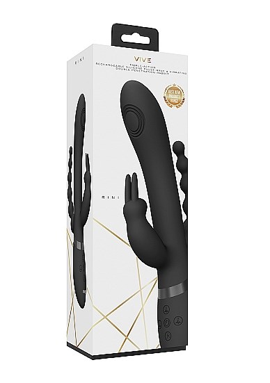 Rini - Pulse Wave & Vibrating Double Penetration Rabbit - Black