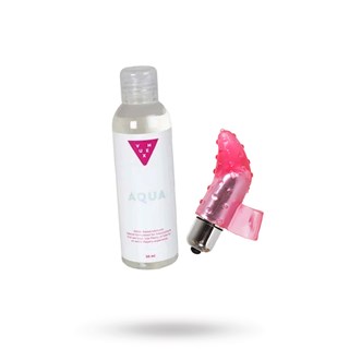 Kit Med Vuxen Vattenbaserat Glidmedel 50ml + Jelly Fingervibrator Med 10-speed Bullet