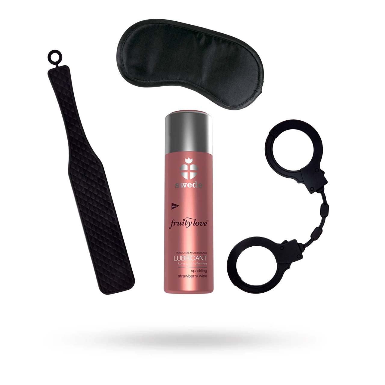 KIT MED SILIKONPADDEL, SVART ÖGONMASK, SILIKONHANDBOJOR & SMAKSATT GLIDMEDEL