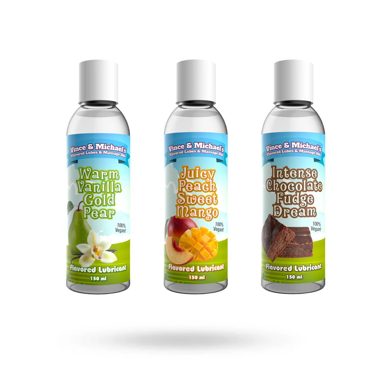 KIT MED SMAKSATTA GLIDMEDEL FRÅN VINCE & MICHAEL 3X150 ML
