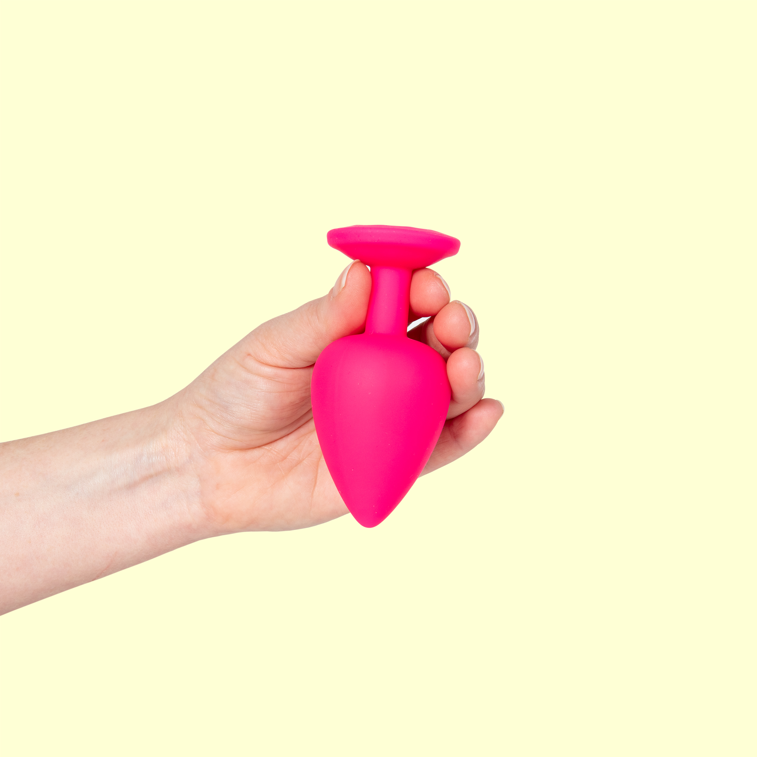 Stor silikonplugg med vacker sten - rosa