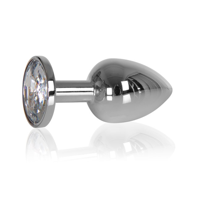 Analplugg med tyngd 145 g - Silver med Klar Sten
