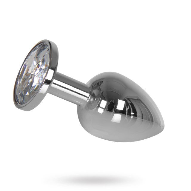 Analplugg med tyngd 145 g - Silver med Klar Sten