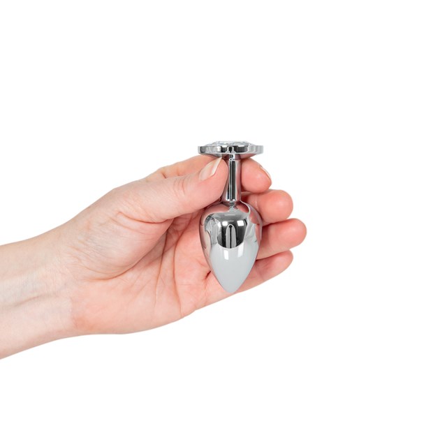 Analplugg med tyngd 145 g - Silver med Klar Sten