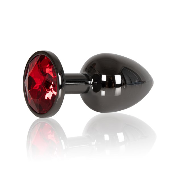 Analplugg med tyngd 145 g - Gun metallic med Röd Sten