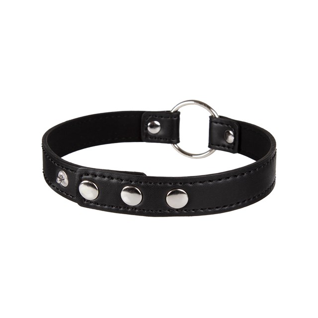 Choker halsband med dekorativ ring - svart