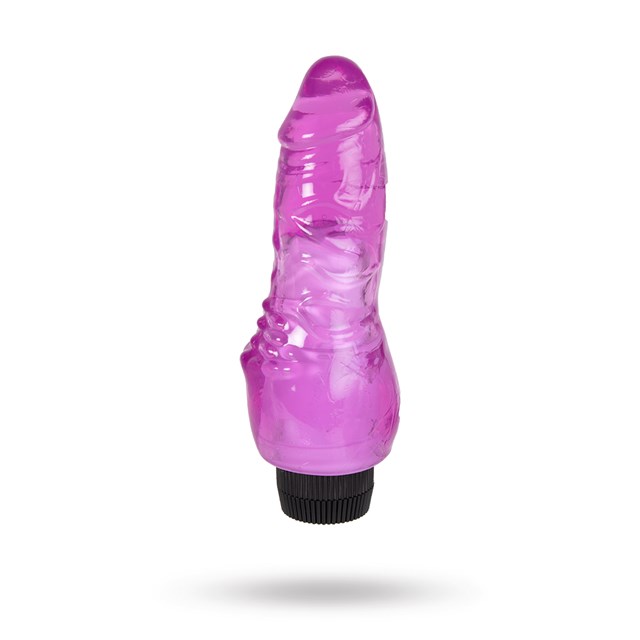 18cm Realistic Vibrating Dong with Clitoris Stimulation - Lila