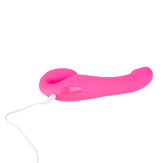 Triple Vibration Strap-On Vibrator Wireless Remote - Rosa