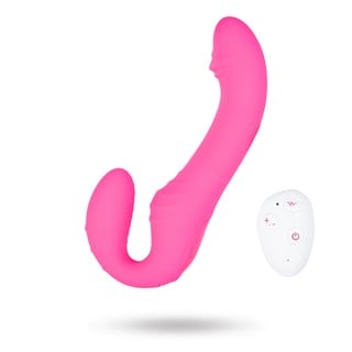 Triple Vibration Strap-on Vibrator Wireless Remote - Rosa