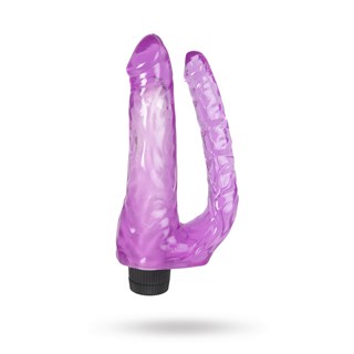 Double Penetrating Vibrating Jelly Dildos - Purple