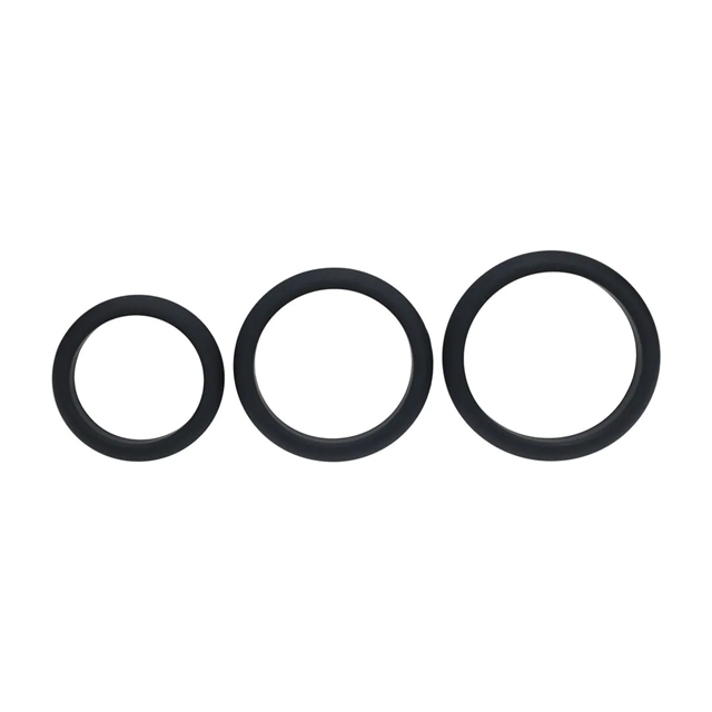 Wide O Silicone Cockring Set of 3 - L/XL/XXL - Black