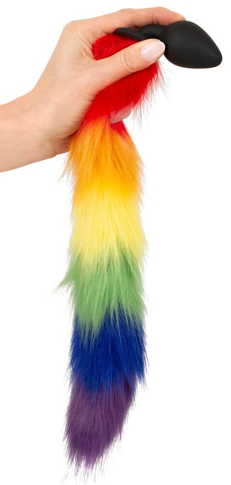 Fluffy Tail Butt Plug Rainbow