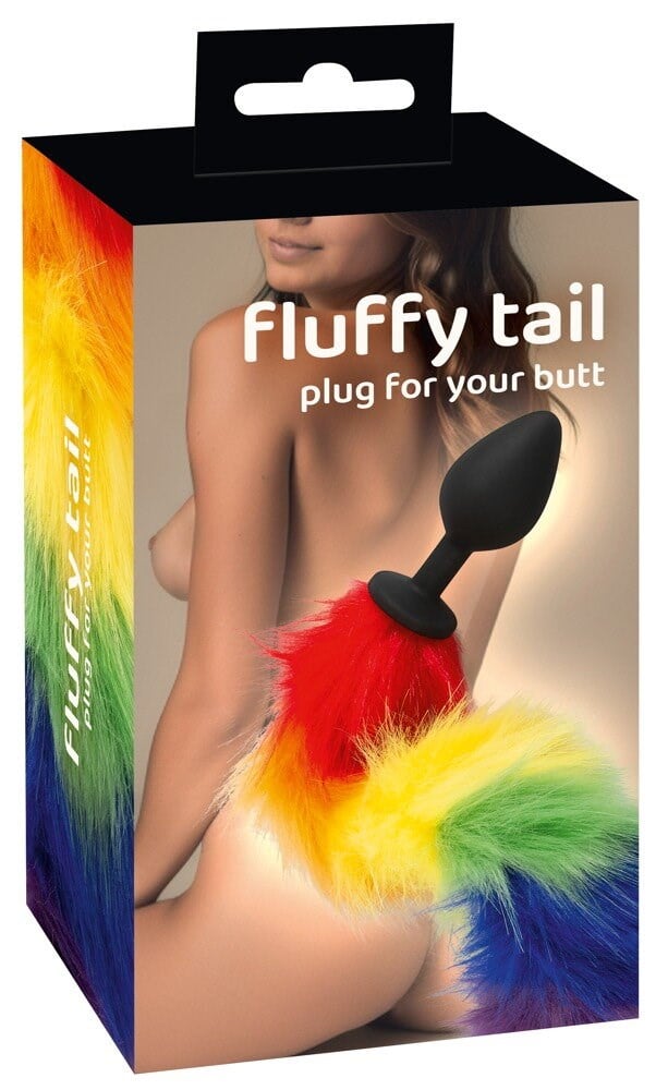 Fluffy Tail Butt Plug Rainbow