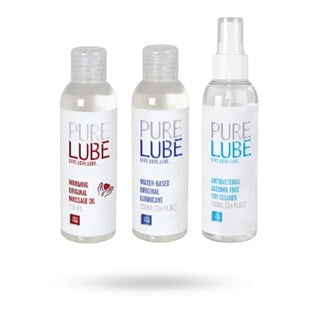 Pure Lube Warming Original Massageolja + Original Lubricant + Toy Cleaner 3x150 Ml
