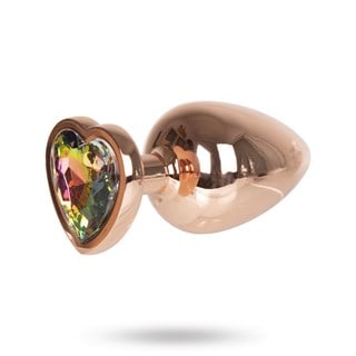 Metal Heart Plug Gold Rose - Large 8cm